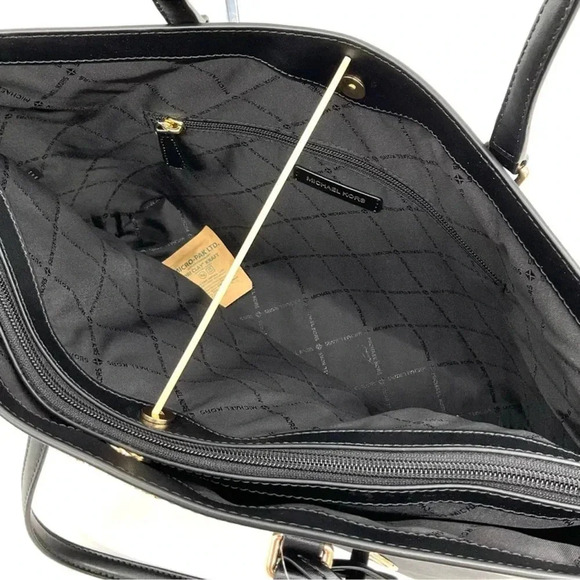 Michael Kors Bag Large Sheila Mf Tote Bag & Large Double Zip Wallet Black/Gold - Picture 8 of 14